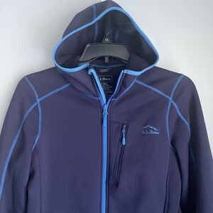 L.L.Bean Full Zip Jacket w/Hood Men's Size S Blue Lightweight Zip Pockets Logo